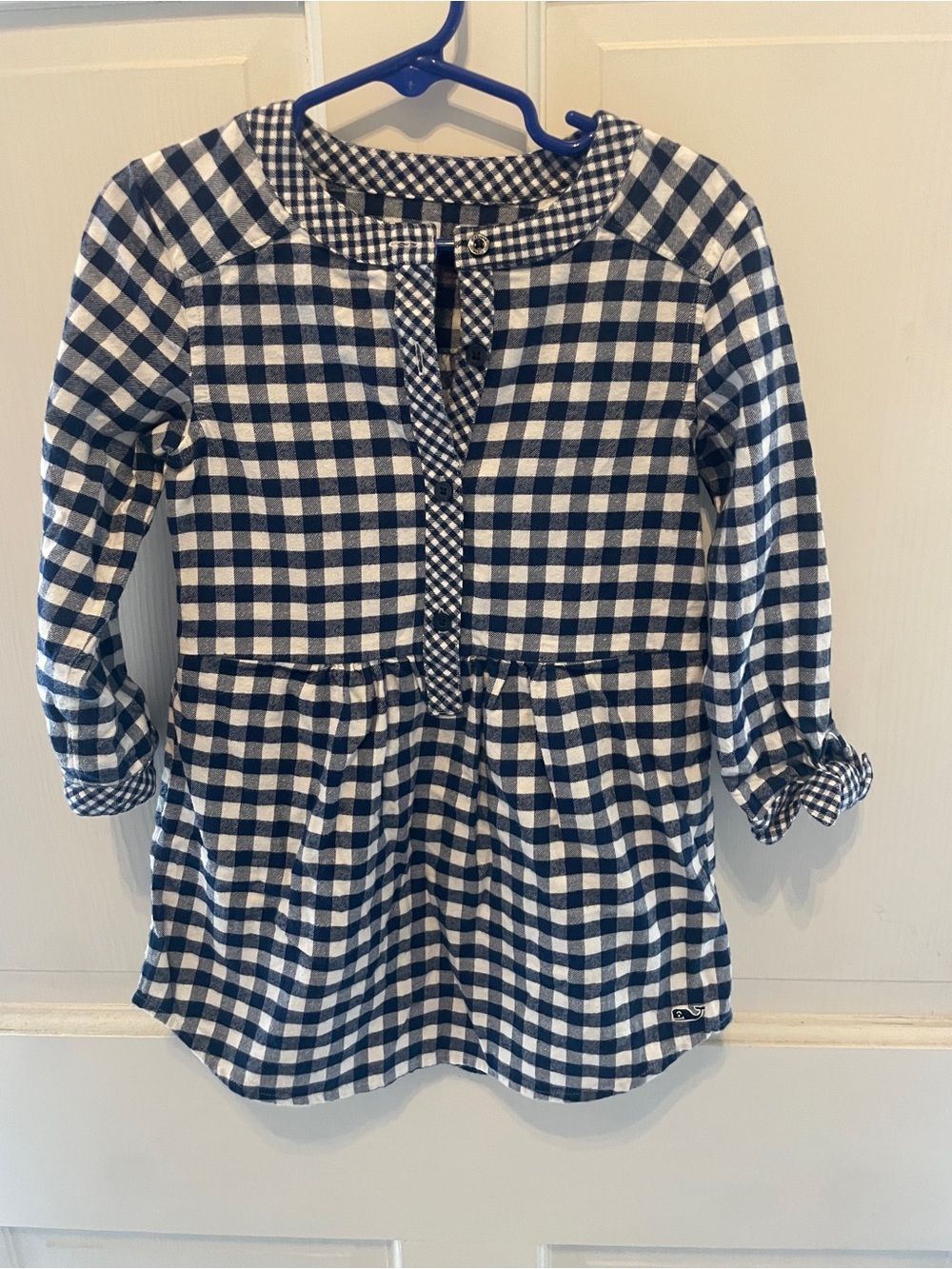 Girls Navy & White Gingham dress